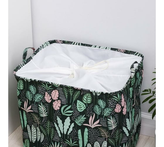 Корзина для белья Доляна Джунгли с ручками 50x40 см, с затяжкой 5469878