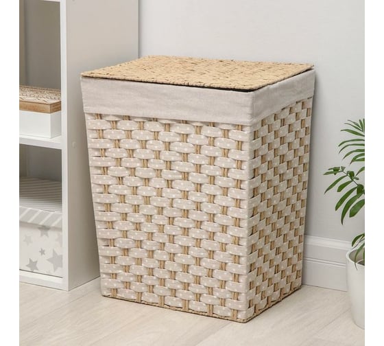 Корзина для белья Доляна Уют плетеная прямоугольная 43x34x53 см 5469843 1