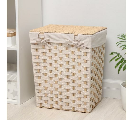 Корзина для белья Доляна Уют плетеная прямоугольная 43x34x53 см 5469843