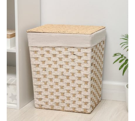 Корзина для белья Доляна Уют плетеная прямоугольная 39x29x48 см 5469842