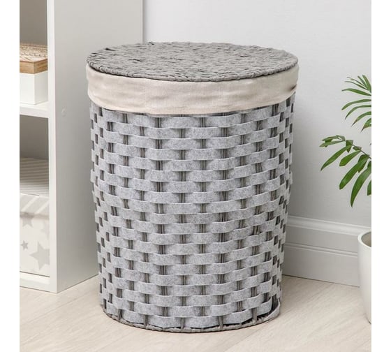Корзина для белья Доляна Уют плетеная круглая 39x39x47 см 5469839 1