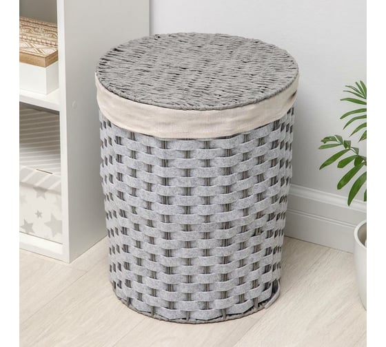 Корзина для белья Доляна Уют плетеная круглая 39x39x47 см 5469839