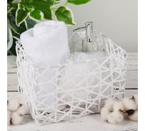 Корзина для хранения Доляна Паутинка плетеная 19x15x12 см цвет белый 4686397