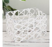Корзина для хранения Доляна Паутинка плетеная 15,5x11x11 см цвет белый 4686396