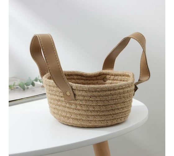 Корзина для хранения Доляна Айко плетеная 19x19x15 см с ручками 5600100 1
