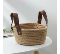 Корзина для хранения Доляна Айко плетеная 21,5x21,5x16,5 см с ручками 5600101