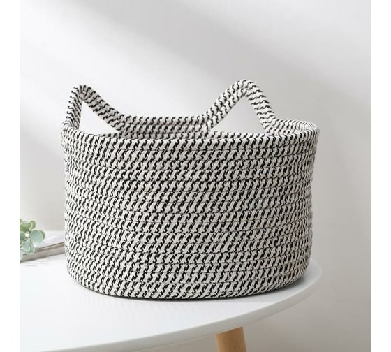 Корзина для хранения Доляна Кэтс плетеная 26x26x15,5 см цвет черно-белый 5600096 1