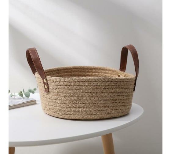 Корзина для хранения Доляна Айко плетеная 27x27x19 см с ручками 5600102 1
