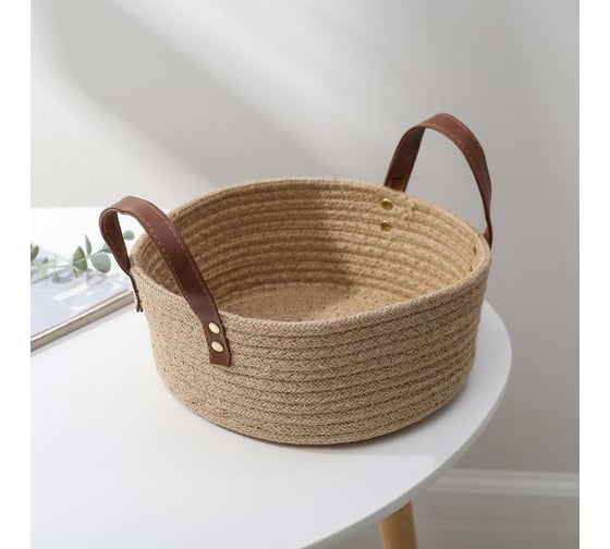 Корзина для хранения Доляна Айко плетеная 27x27x19 см с ручками 5600102