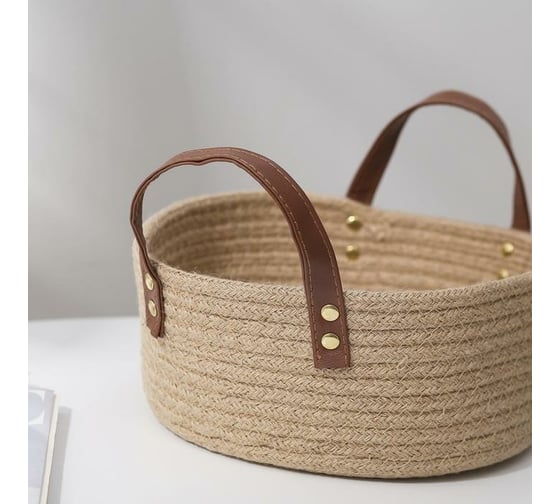 Корзина для хранения Доляна Айко плетеная 27x27x19 см с ручками 5600102