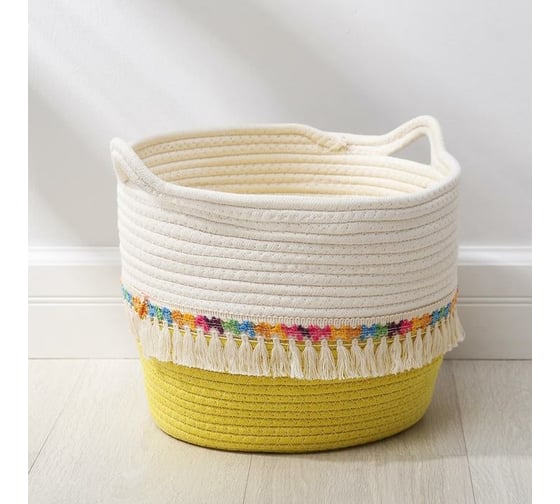 Корзина для хранения Доляна Ронда плетеная 31x34x28 см цвет жёлтый 5570333 1