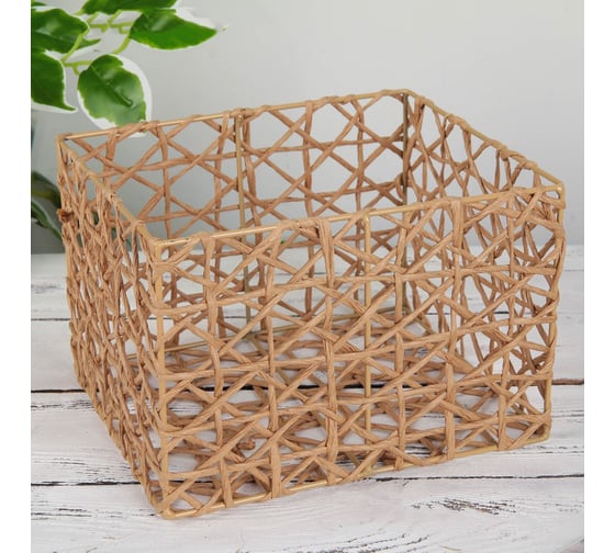 Корзина для хранения Доляна Паутинка плетеная 21x18x14 см цвет коричневый 4686402 1