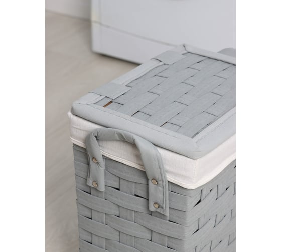 Корзина для белья Доляна Плетение1 33,5x23,5x42 см, серая 2778464