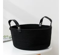 Корзина для хранения Доляна Луиза плетеная 33x33x16 см цвет черный 6882793