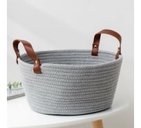 Корзина для хранения Доляна Луиза плетеная 33x33x16 см цвет бежево-серый 6882796