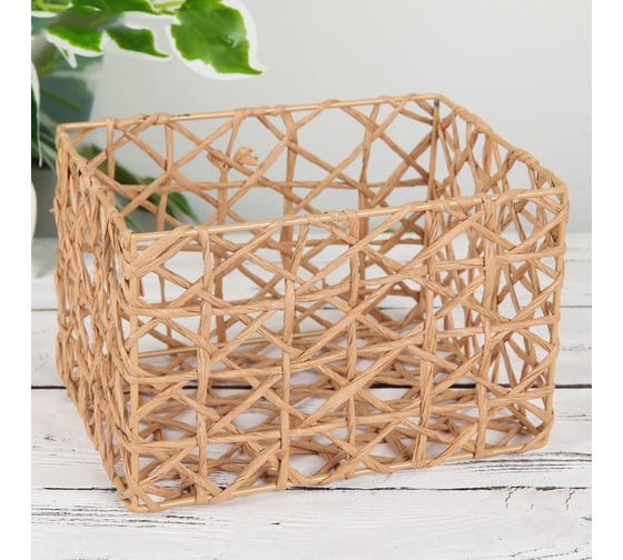 Корзина для хранения Доляна Паутинка плетеная 19x15x12 см цвет коричневый 4686401 1