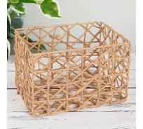 Корзина для хранения Доляна Паутинка плетеная 15,5x11x11 см цвет коричневый 4686400