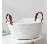 Корзина для хранения Доляна Луиза плетеная 33x33x16 см цвет белый 6882799