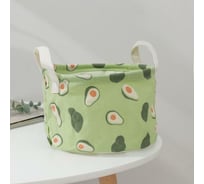 Корзинка для мелочей Доляна Авокадо с ручками 20x20x15 см, цвет зеленый 6882782