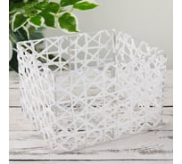 Корзина для хранения Доляна Паутинка плетеная 21x18x14 см цвет белый 4686398