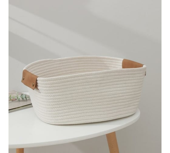 Корзина для хранения Доляна Мира плетеная 38x28x15 см цвет белый 6894884 1