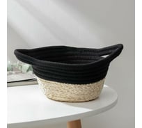 Корзина для хранения Доляна Соун плетеная 26x14,5x10,5 см цвет черный 6894875