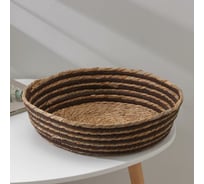 Корзина для хранения Доляна Вега плетеная 35x35x11 см большая, цвет черный 6894845