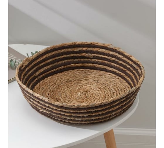 Корзина для хранения Доляна Вега плетеная 35x35x11 см большая, цвет черный 6894845