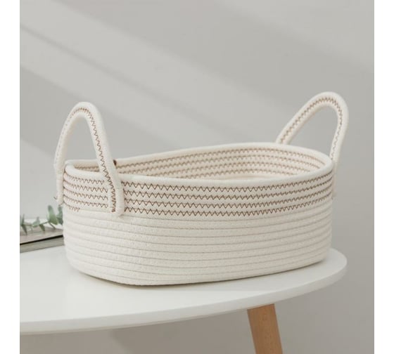 Корзина для хранения Доляна Сара плетеная 32,5x26x20 см цвет белый 6894881 1