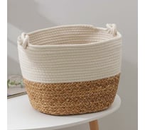Корзина для хранения Доляна Ронда плетеная 35x29x27 см большая 6894851