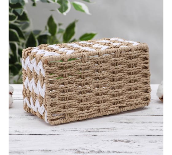 Корзина для хранения Доляна Айка плетеная прямоугольная, 27,5x17x12 см 5075258