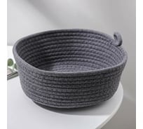 Корзина для хранения Доляна Аннет плетеная 27x27x13 см, цвет серый 6913000