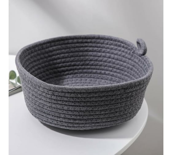 Корзина для хранения Доляна Аннет плетеная 27x27x13 см, цвет серый 6913000 1