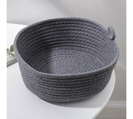 Корзина для хранения Доляна Аннет плетеная 27x27x13 см, цвет серый 6913000