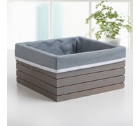 Корзина для хранения Доляна Storage деревянная квадратная 19x19x10 см, цвет серый, средняя 3549377