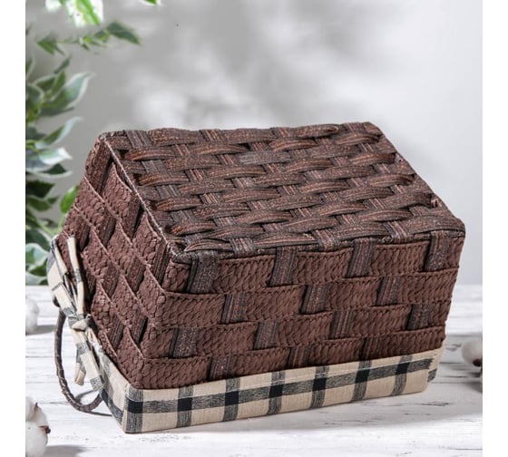 Корзина для хранения Доляна Тэм плетеная 33x21x21 см цвет коричневый, средняя 5250785