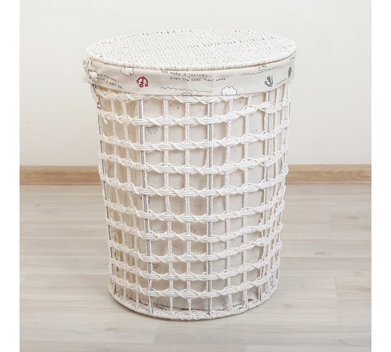 Корзина для белья Доляна Море плетеная круглая 34x34x41 см, малая 3549399 1