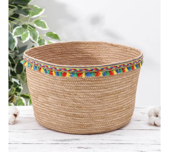 Корзина для хранения Доляна Хиппи плетеная 29x29x18,5 см 5075271 1