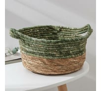 Корзина для хранения Доляна Магия плетеная 29x25x15.5 см, цвет зеленый 6913008