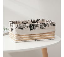 Корзина для хранения Доляна Полоски плетеная 26x16x11 см, малая 3549390