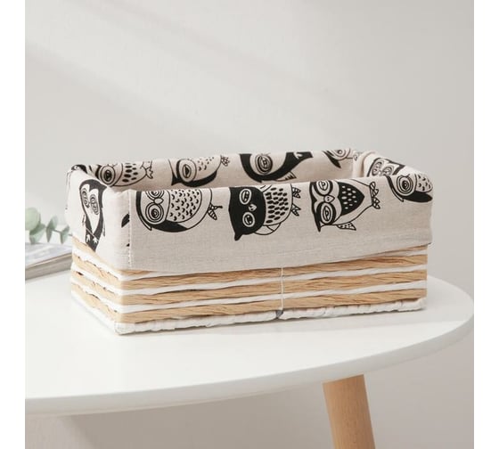 Корзина для хранения Доляна Полоски плетеная 26x16x11 см, малая 3549390 1
