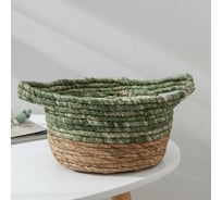 Корзина для хранения Доляна Магия плетеная 28x22,5x13 см, цвет зеленый 6913007