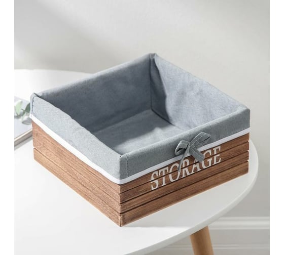 Корзина для хранения Доляна Storage деревянная квадратная 23x23x11 см, цвет коричневый, большая 3549372