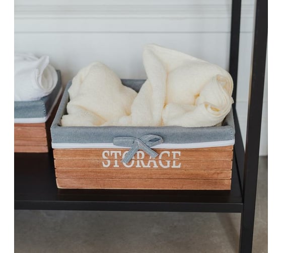 Корзина для хранения Доляна Storage деревянная квадратная 23x23x11 см, цвет коричневый, большая 3549372