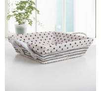 Корзина для хранения Доляна Горох плетеная с ручками 31x25x10 см, цвет шоколад-белый 3549360