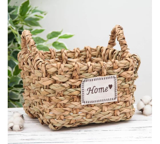 Корзина для хранения Доляна Home плетеная с ручками 25x25x25 см, средняя 5046192 1