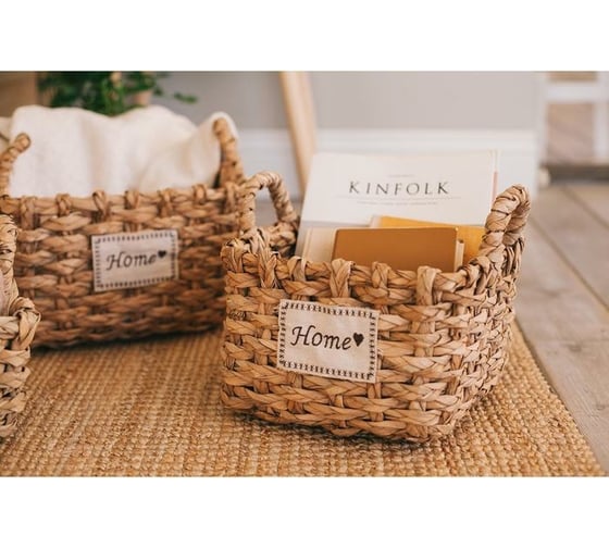 Корзина для хранения Доляна Home плетеная с ручками 25x25x25 см, средняя 5046192