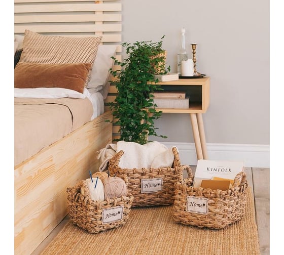 Корзина для хранения Доляна Home плетеная с ручками 25x25x25 см, средняя 5046192