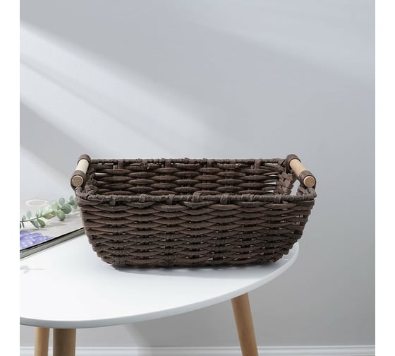 Корзина для хранения Доляна Лоза плетеная с ручками 38x27x14 см, цвет коричневый 7086140