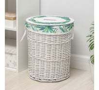 Корзина для белья Доляна Тропики плетеная круглая 37x37x44 см 5469833